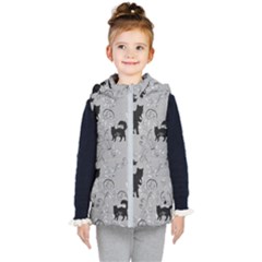 Grey Black Cats Design Kids  Hooded Puffer Vest by Abe731