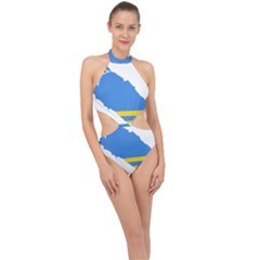 Flag Map Of Aruba Halter Side Cut Swimsuit by abbeyz71