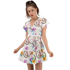 Cycle Ride Flutter Sleeve Wrap Dress by designsbymallika