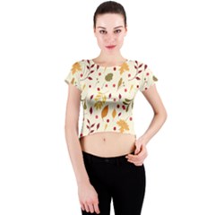 Pretty Leaves Pattern Crew Neck Crop Top by designsbymallika