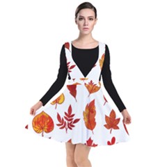 Autumn Pattern Plunge Pinafore Dress by designsbymallika