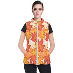 Autumn Leaves Pattern Women s Puffer Vest by designsbymallika