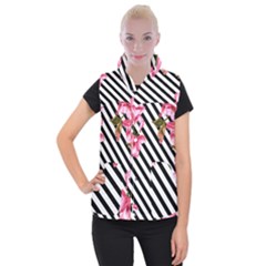 Pink Floral Stripes Women s Button Up Vest by designsbymallika