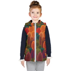 Autumn Trees Kids  Hooded Puffer Vest by designsbymallika
