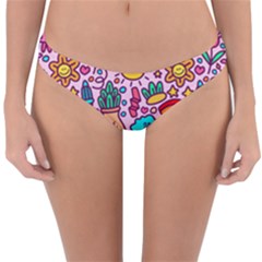 Colourful Funny Pattern Reversible Hipster Bikini Bottoms by designsbymallika