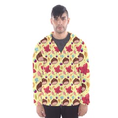 Cute Leaf Pattern Men s Hooded Windbreaker by designsbymallika