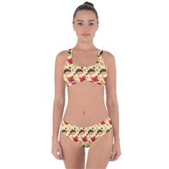 Cute Leaf Pattern Criss Cross Bikini Set by designsbymallika