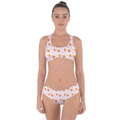 Orange Pink Tree Pattern Criss Cross Bikini Set by designsbymallika