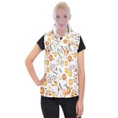 Honey Bee Pattern Women s Button Up Vest by designsbymallika
