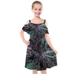 Glitched Out Kids  Cut Out Shoulders Chiffon Dress by MRNStudios