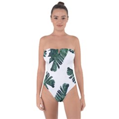 Green Banana Leaves Tie Back One Piece Swimsuit by goljakoff