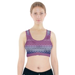 Purple Blue And White Aztec Sports Bra With Pocket by FloraaplusDesign