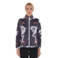 Halloween Ghost Trick Or Treat Seamless Repeat Pattern Winter Jacket by KentuckyClothing