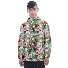 Monstera Flowers Pattern Men s Front Pocket Pullover Windbreaker by goljakoff