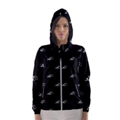 Formula One Black And White Graphic Pattern Women s Hooded Windbreaker by dflcprintsclothing