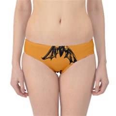 Happy Halloween Scary Funny Spooky Logo Witch On Broom Broomstick Spider Wolf Bat Black 8888 Black A Hipster Bikini Bottoms by HalloweenParty