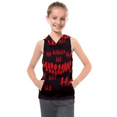 Demonic Laugh, Spooky Red Teeth Monster In Dark, Horror Theme Kids  Sleeveless Hoodie by Casemiro