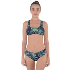 Green Palm Leaves Criss Cross Bikini Set by goljakoff