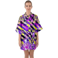Pop Punk Mandala Half Sleeve Satin Kimono  by MRNStudios