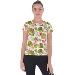 Tropical Flowers Short Sleeve Sports Top  by goljakoff
