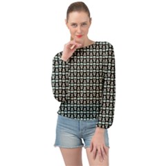 Skull Pattern Banded Bottom Chiffon Top by Sparkle