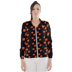 Kawaii Pumpkin Black Women s Windbreaker by vintage2030