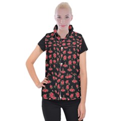 Red Roses Women s Button Up Vest by designsbymallika