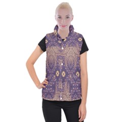 Gold And Purple Women s Button Up Vest by Dazzleway