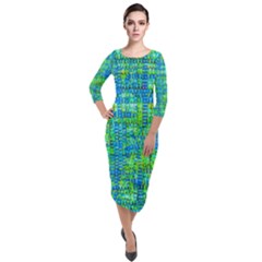 Mosaic Tapestry Quarter Sleeve Midi Velour Bodycon Dress by essentialimage