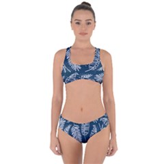Blue Leaves Criss Cross Bikini Set by goljakoff