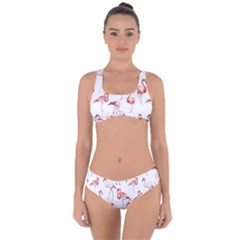 Rose Flamingos Criss Cross Bikini Set by goljakoff