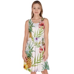 Tropical Pineapples Knee Length Skater Dress With Pockets by goljakoff