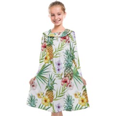 Tropical Pineapples Kids  Midi Sailor Dress by goljakoff