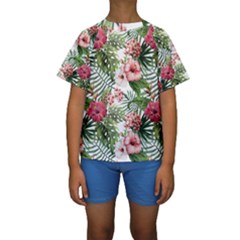 Tropical Flowers Kids  Short Sleeve Swimwear by goljakoff