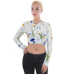 Summer Flowers Long Sleeve Cropped Velvet Jacket by goljakoff