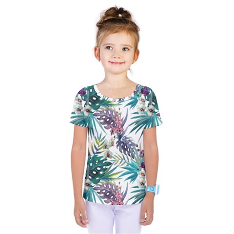 Tropical Flowers Pattern Kids  One Piece Tee by goljakoff