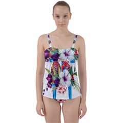 Tropical Parrots Twist Front Tankini Set by goljakoff