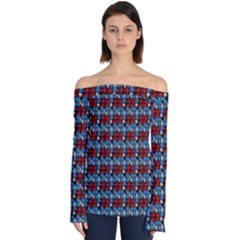 Red And Blue Off Shoulder Long Sleeve Top by Sparkle