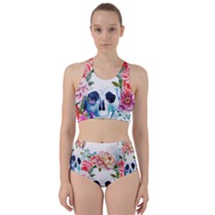 Skull And Flowers Racer Back Bikini Set by goljakoff