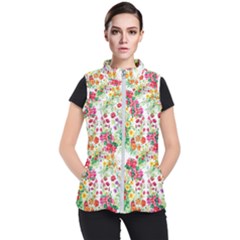 Summer Flowers Pattern Women s Puffer Vest by goljakoff
