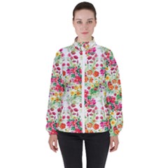 Summer Flowers Pattern Women s High Neck Windbreaker by goljakoff