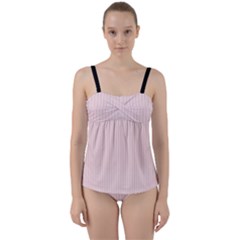 Soft Bubblegum Pink & Black - Twist Front Tankini Set