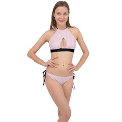 Soft Bubblegum Pink & Black - Cross Front Halter Bikini Set by FashionLane