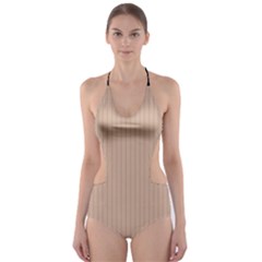 Toasted Almond & Black - Cut-out One Piece Swimsuit