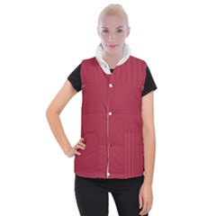 Vivid Burgundy & White - Women s Button Up Vest