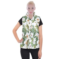 White Flowers Women s Button Up Vest by goljakoff
