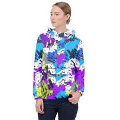 Shaky Shapes                                                          Women Hooded Front Pocket Windbreaker by LalyLauraFLM