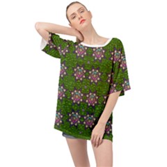 Star Over The Healthy Sacred Nature Ornate And Green Oversized Chiffon Top by pepitasart