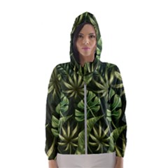 Green Leaves Women s Hooded Windbreaker by goljakoff