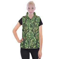 Green Leaves Women s Button Up Vest by goljakoff